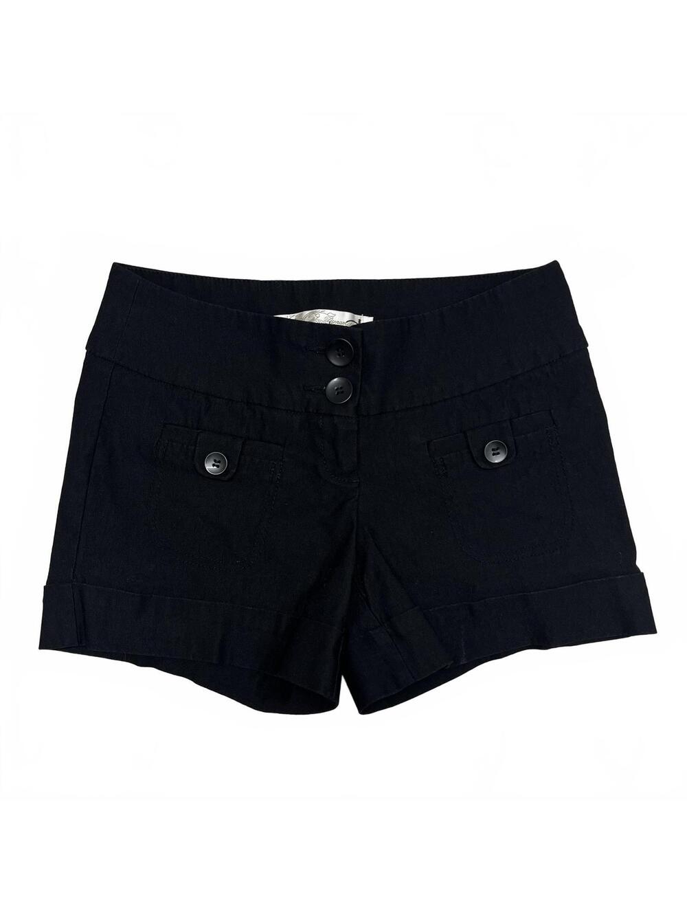 Vintage Dynamite Sz 1 Black Low Rise Mini Shorts With Buttons Details 2000s